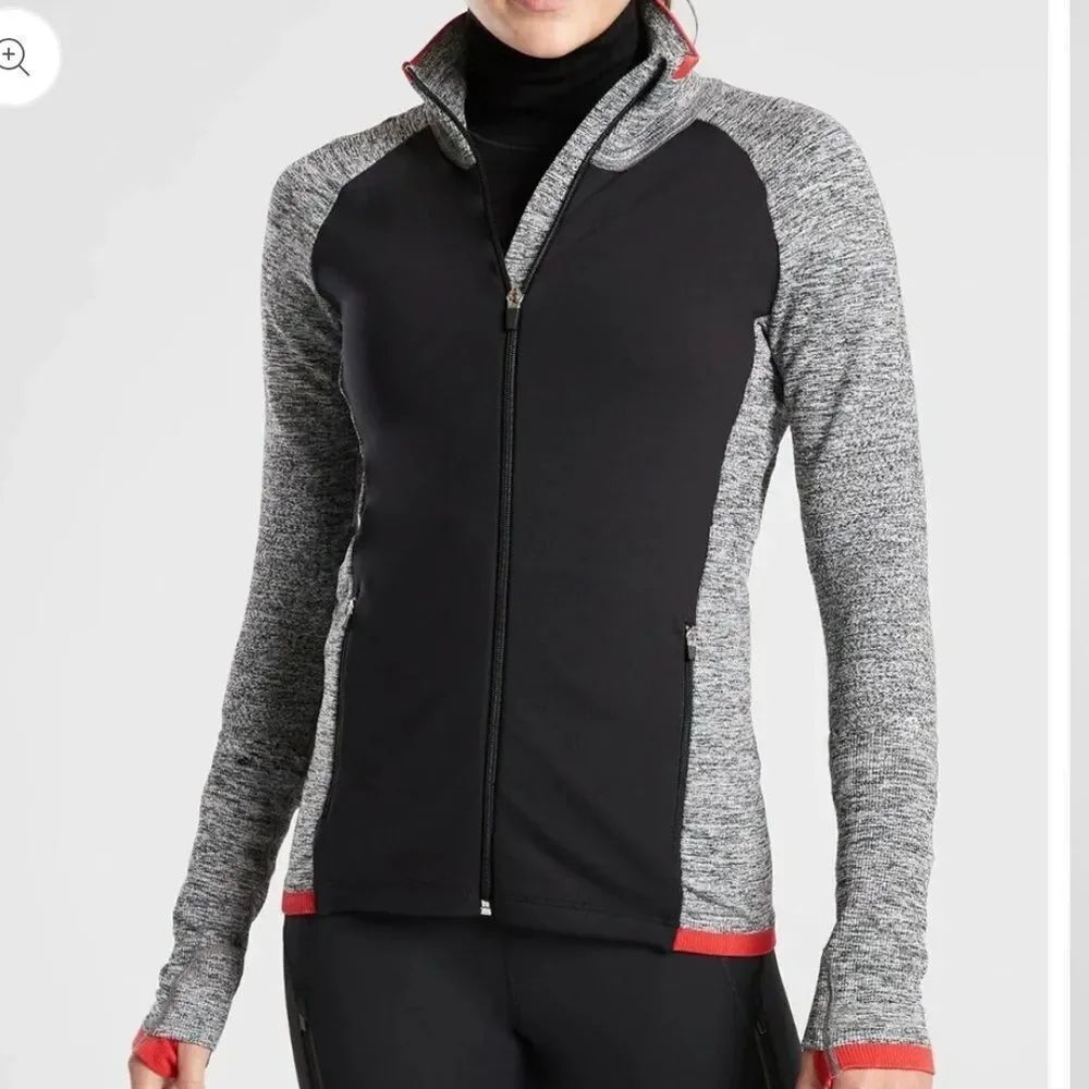 ATHLETA Andes Hybrid Athletic Jacket Stretchy Spandex Long Sleeve Zip Blue Small